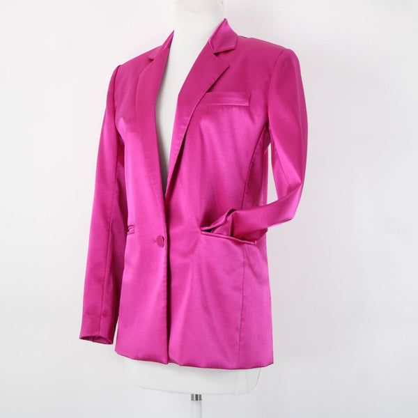 Frame Sz 0 Magenta Pink Collared Pockets Lined Polyester Spandex Blazer Jacket