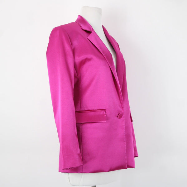 Frame Sz 0 Magenta Pink Collared Pockets Lined Polyester Spandex Blazer Jacket