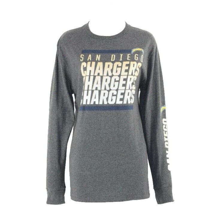 Majestic San Diego Chargers Sz M Gray Silver Yellow Navy Cotton Poly T Top