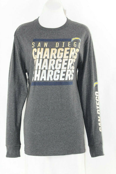 Majestic San Diego Chargers Sz M Gray Silver Yellow Navy Cotton Poly T Top