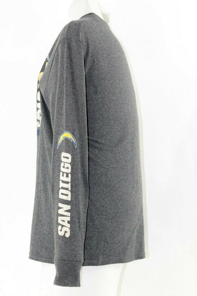 Majestic San Diego Chargers Sz M Gray Silver Yellow Navy Cotton Poly T Top