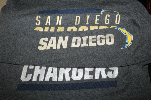 Majestic San Diego Chargers Sz M Gray Silver Yellow Navy Cotton Poly T Top