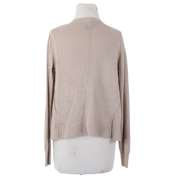 Garnet Hill Cardigan Sweater Sz XS Tan Brown Loose Neck Line Buttons 100% Linen