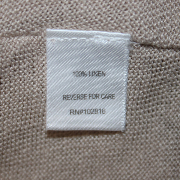 Garnet Hill Cardigan Sweater Sz XS Tan Brown Loose Neck Line Buttons 100% Linen