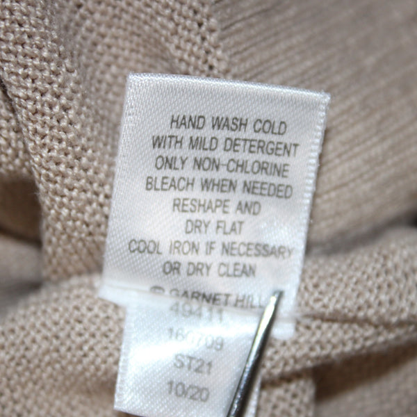 Garnet Hill Cardigan Sweater Sz XS Tan Brown Loose Neck Line Buttons 100% Linen