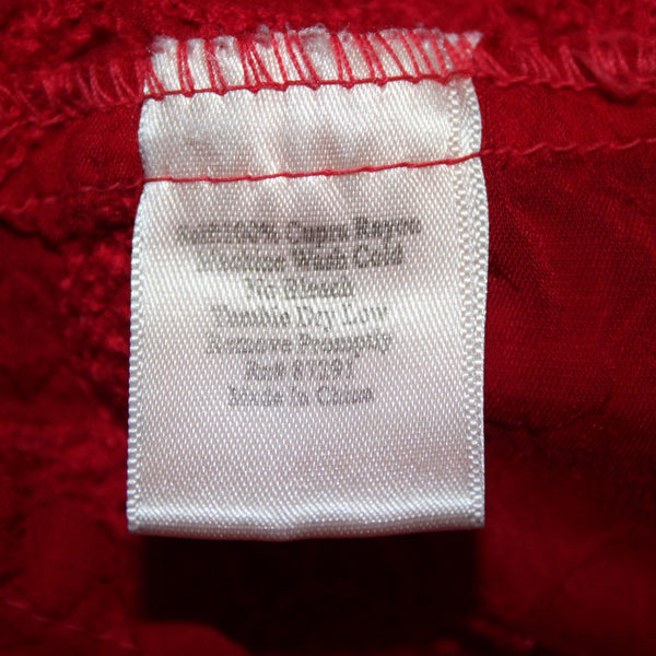 Johnny Was Top Sz M Red Embroidered Sheer Half Buttons 100% Cupio Rayon Top