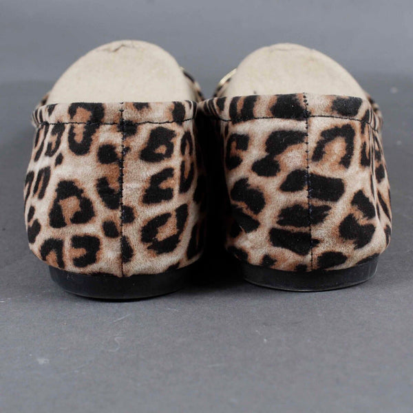 Qupid Sz 10 Black Brown Gold Vegan Animal Flat Slip On Shoe