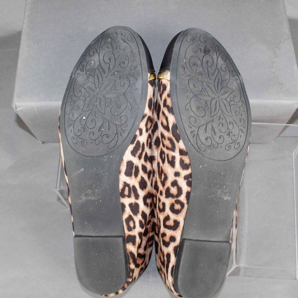 Qupid Sz 10 Black Brown Gold Vegan Animal Flat Slip On Shoe