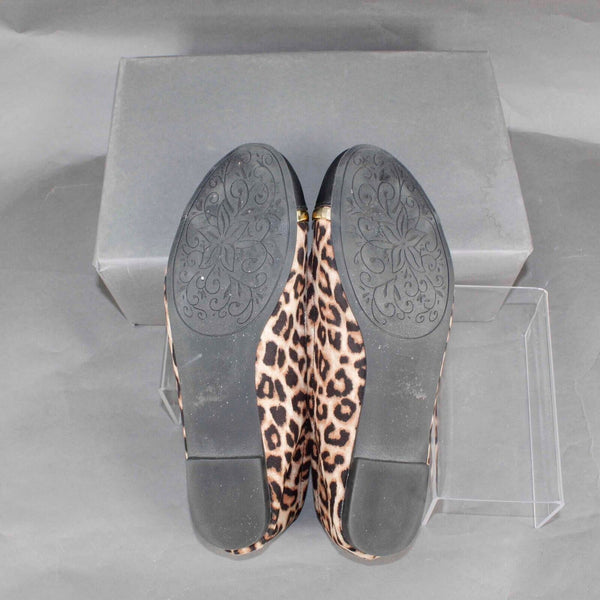 Qupid Sz 10 Black Brown Gold Vegan Animal Flat Slip On Shoe