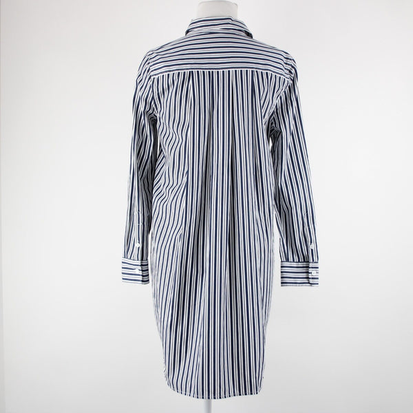 Equipment Sz XS Navy Blue White Striped Collared Cotton? Shirt Tunic Dress