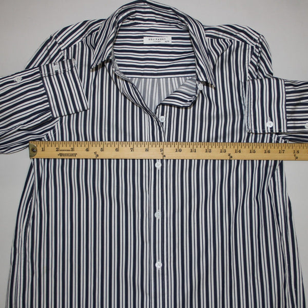 Equipment Sz XS Navy Blue White Striped Collared Cotton? Shirt Tunic Dress
