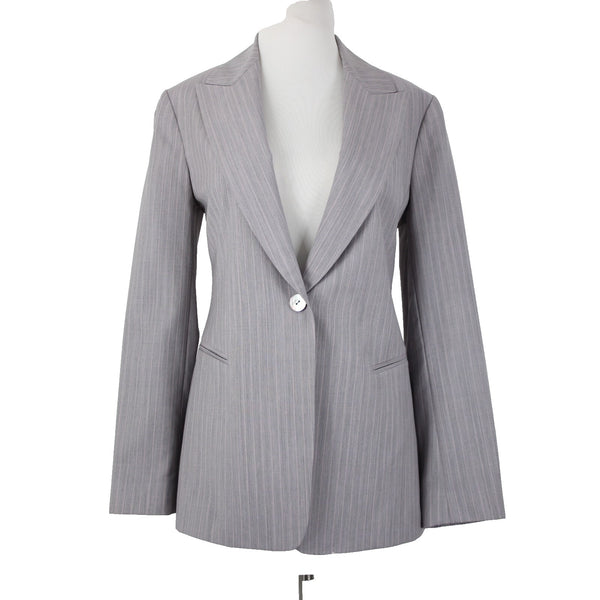 Lafayette 148 Sz 4 Gray Pink Collared Faux Pockets Lined 100% Wool Jacket
