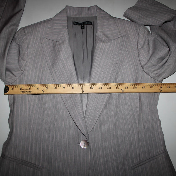 Lafayette 148 Sz 4 Gray Pink Collared Faux Pockets Lined 100% Wool Jacket