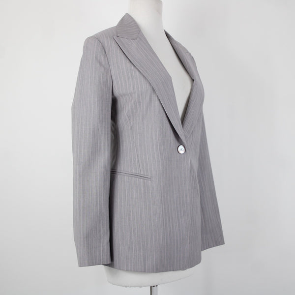 Lafayette 148 Sz 4 Gray Pink Collared Faux Pockets Lined 100% Wool Jacket