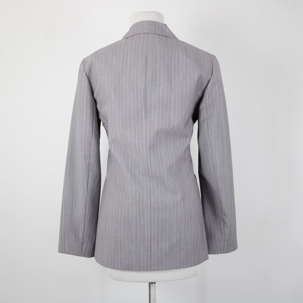 Lafayette 148 Sz 4 Gray Pink Collared Faux Pockets Lined 100% Wool Jacket