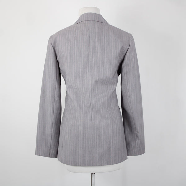 Lafayette 148 Sz 4 Gray Pink Collared Faux Pockets Lined 100% Wool Jacket