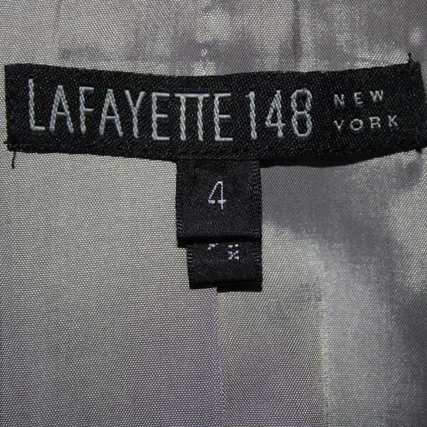 Lafayette 148 Sz 4 Gray Pink Collared Faux Pockets Lined 100% Wool Jacket