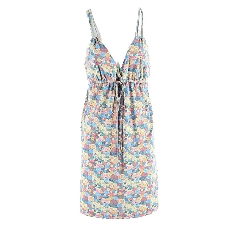 Quiksilver M Blue Yellow Pink Multi Polyester Rayon Elastane Festival Dress