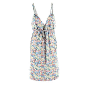 Quiksilver M Blue Yellow Pink Multi Polyester Rayon Elastane Festival Dress