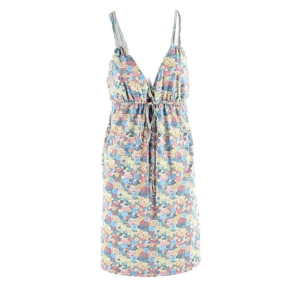 Quiksilver M Blue Yellow Pink Multi Polyester Rayon Elastane Festival Dress