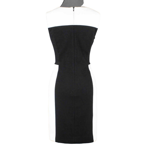 Chicos NEW $139 Sz 1 Black White Colorblock Poly Spandex Della Dress