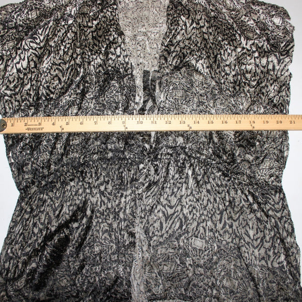 Chicos Wrap Sz M Brown Black Drawstring Closure Rayon Silk Nylon Wrap