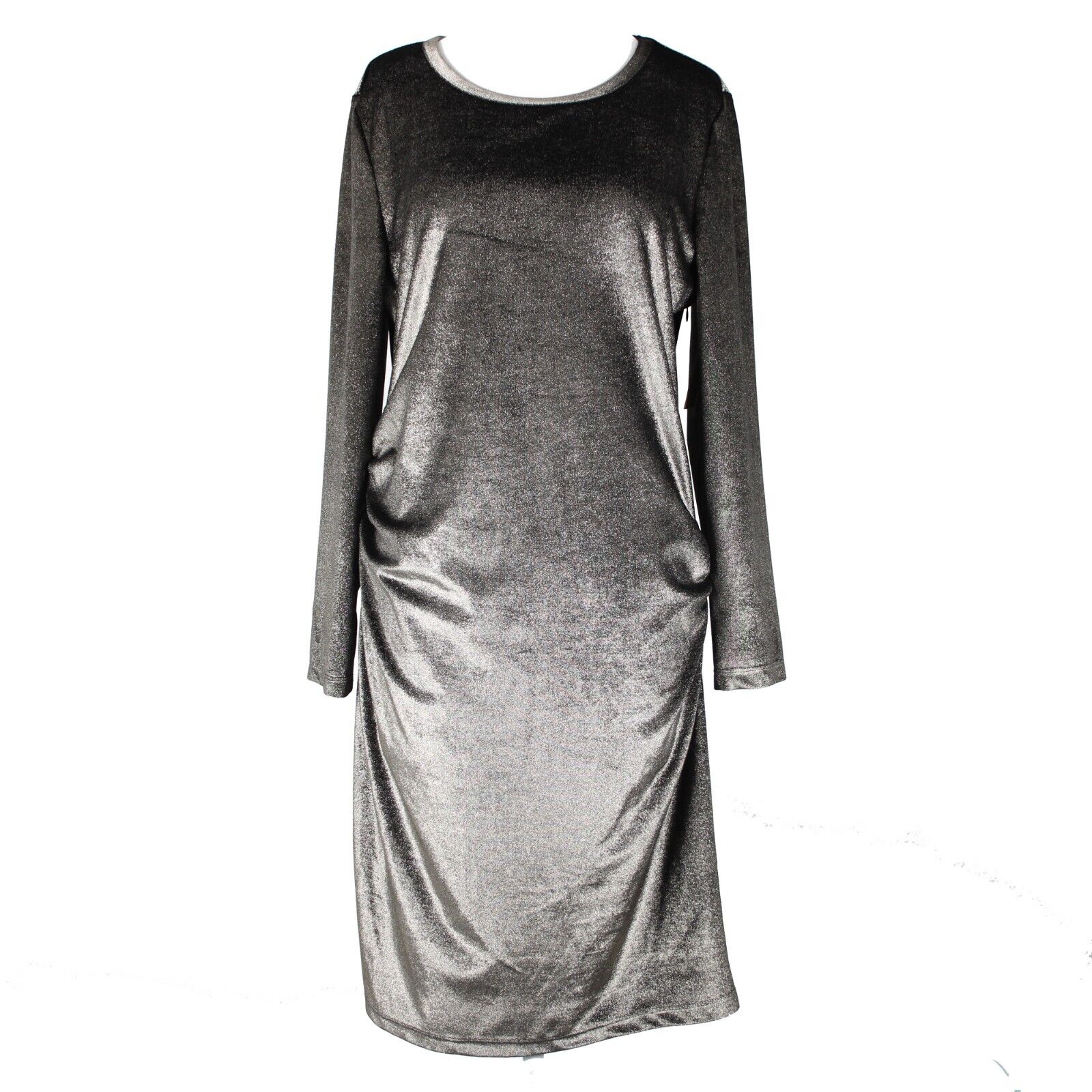 Rachel Roy NEW $109 Sz XL November Gold Black Ruceing Long Sleeve Bodycon Dress