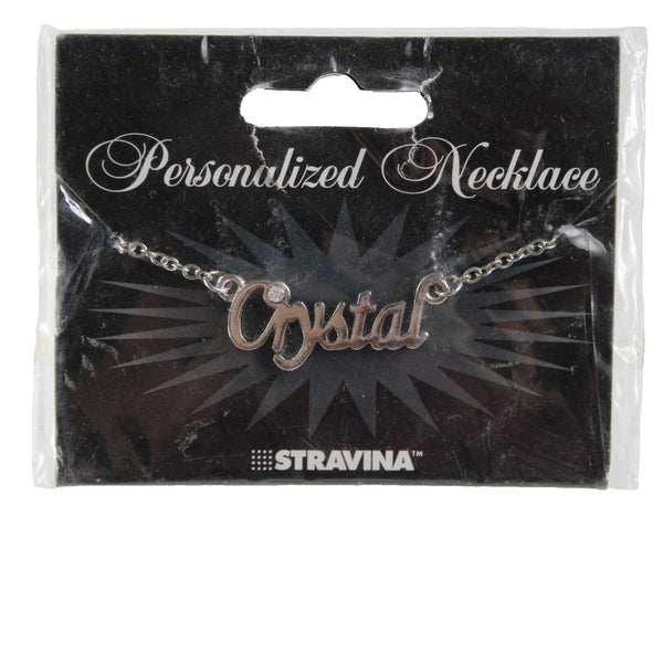 CRYSTAL NEW Name Silvertone Rhinestone 14.5" w 4.5" Multi Ring Ext Necklace