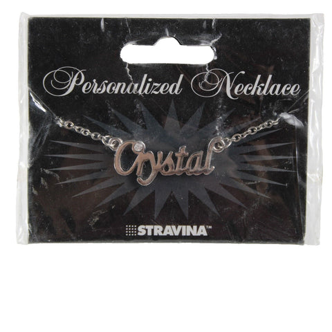 CRYSTAL NEW Name Silvertone Rhinestone 14.5" w 4.5" Multi Ring Ext Necklace