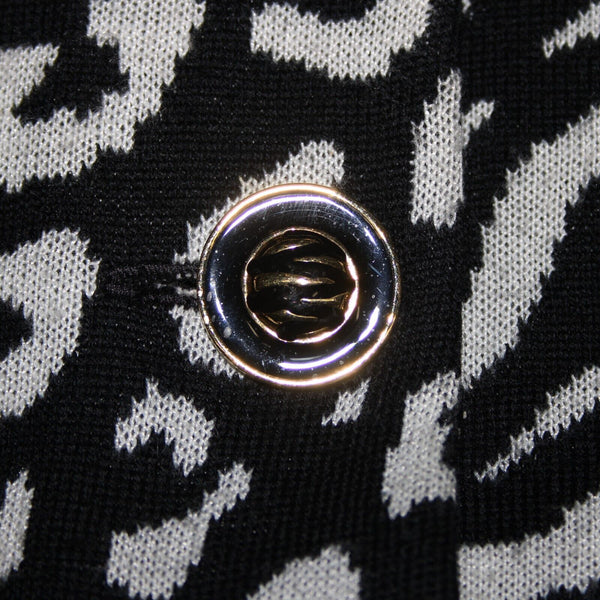 St John Collection Sz P Black White Animal Print Collared Santana Knit Jacket