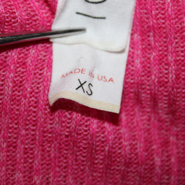 Amadi Sz XS Pink V Neck Ribbed Crop Long Sleeve Rayon Polyester Spandex Top