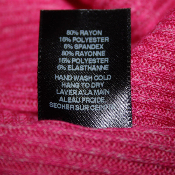 Amadi Sz XS Pink V Neck Ribbed Crop Long Sleeve Rayon Polyester Spandex Top