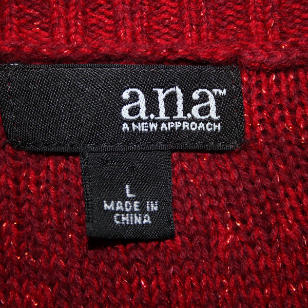 Ana Sz L Red Burgundy Ombre Metallic Cotton Nylon Angora Rabbit Hair Sweater