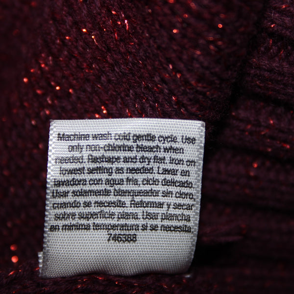 Ana Sz L Red Burgundy Ombre Metallic Cotton Nylon Angora Rabbit Hair Sweater