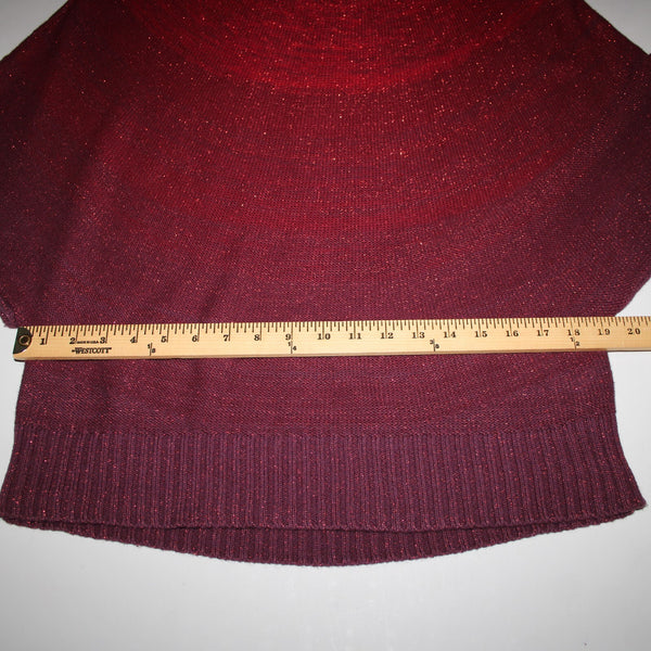 Ana Sz L Red Burgundy Ombre Metallic Cotton Nylon Angora Rabbit Hair Sweater