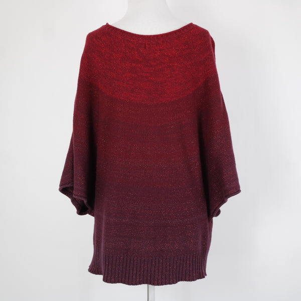 Ana Sz L Red Burgundy Ombre Metallic Cotton Nylon Angora Rabbit Hair Sweater