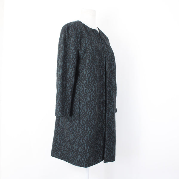 Talbots NEW $229 Sz 10 Teal Green Black Lace Over 3/4 Slv Mixed Media Lined Coat