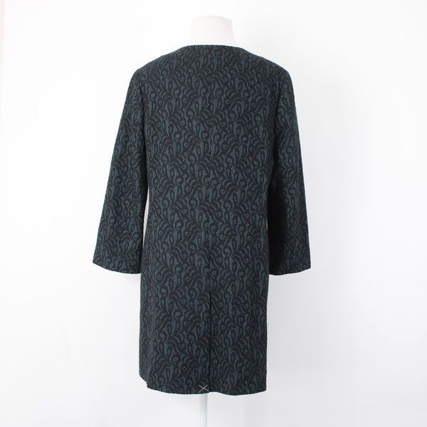 Talbots NEW $229 Sz 10 Teal Green Black Lace Over 3/4 Slv Mixed Media Lined Coat