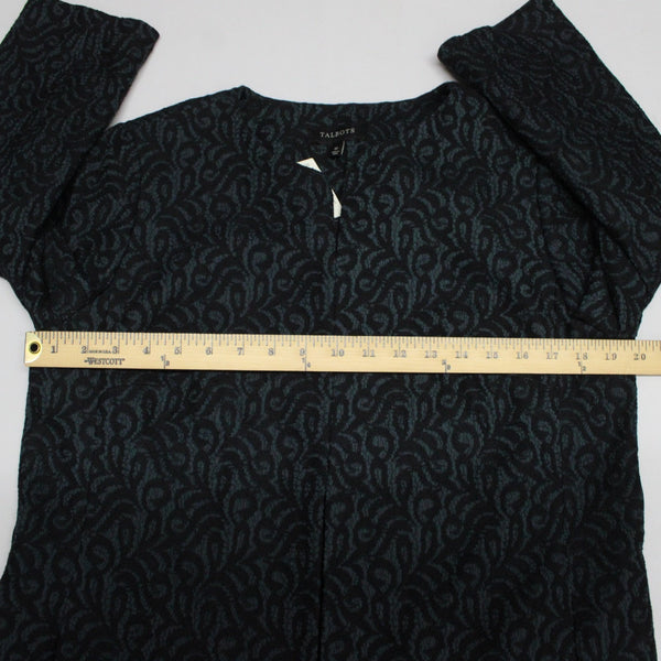Talbots NEW $229 Sz 10 Teal Green Black Lace Over 3/4 Slv Mixed Media Lined Coat