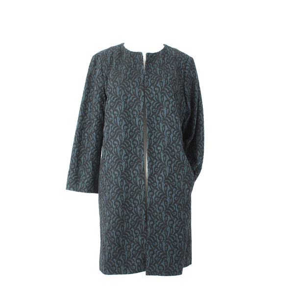 Talbots NEW $229 Sz 10 Teal Green Black Lace Over 3/4 Slv Mixed Media Lined Coat