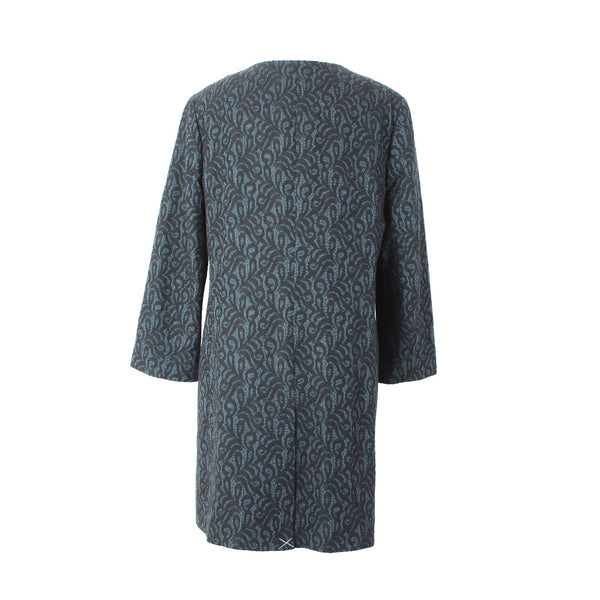 Talbots NEW $229 Sz 10 Teal Green Black Lace Over 3/4 Slv Mixed Media Lined Coat