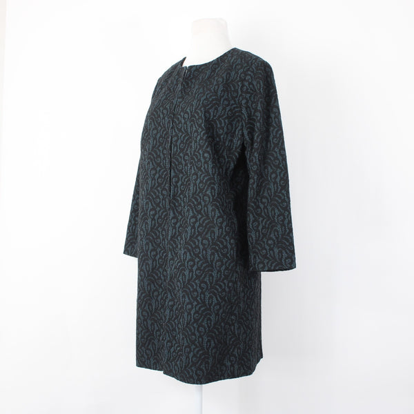 Talbots NEW $229 Sz 10 Teal Green Black Lace Over 3/4 Slv Mixed Media Lined Coat