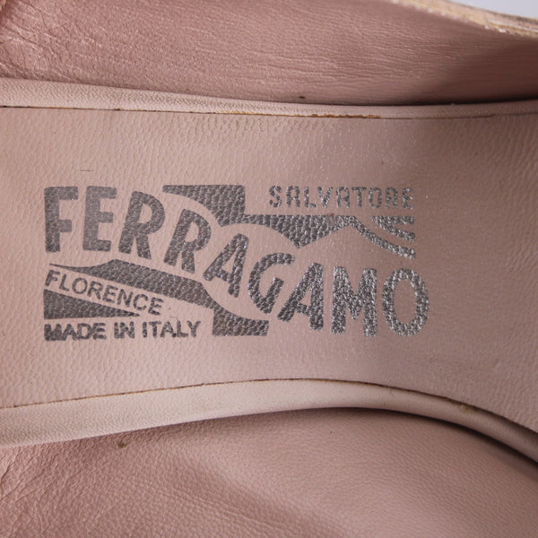 Ferragamo Heels Sz 7.5 Tan Brown Pointed Toe Suede Leather 2" As Is Heel