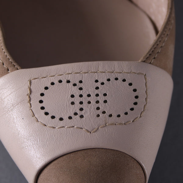 Ferragamo Heels Sz 7.5 Tan Brown Pointed Toe Suede Leather 2" As Is Heel