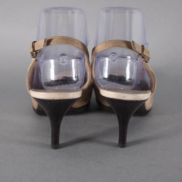 Ferragamo Heels Sz 7.5 Tan Brown Pointed Toe Suede Leather 2" As Is Heel