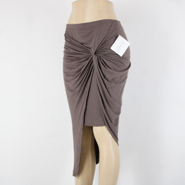 Stella Luce NEW Sz L Brown Knotted Ruched Asymmetrical Rayon Spandex Skirt