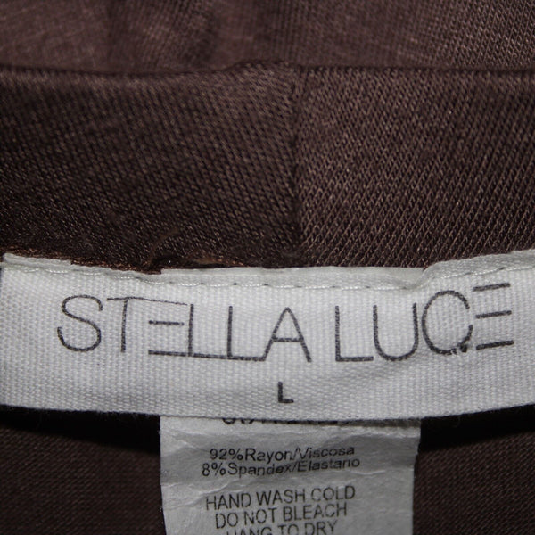 Stella Luce NEW Sz L Brown Knotted Ruched Asymmetrical Rayon Spandex Skirt