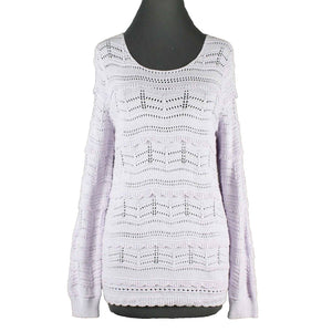 LOFT NEW $60 Sz M Lavender Pullover Open Knit 100% Cotton Knit Sweater