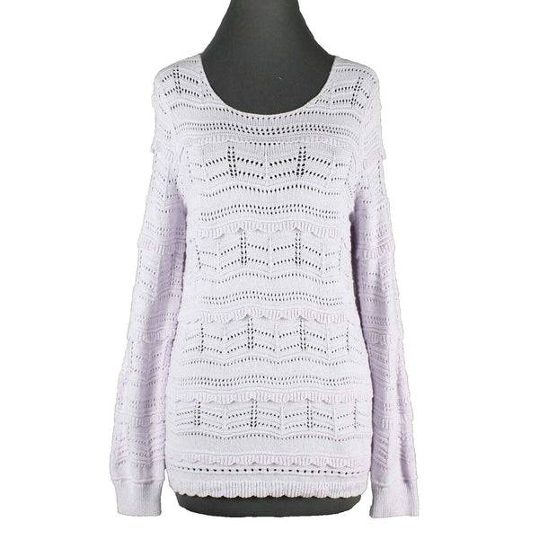 LOFT NEW $60 Sz M Lavender Pullover Open Knit 100% Cotton Knit Sweater