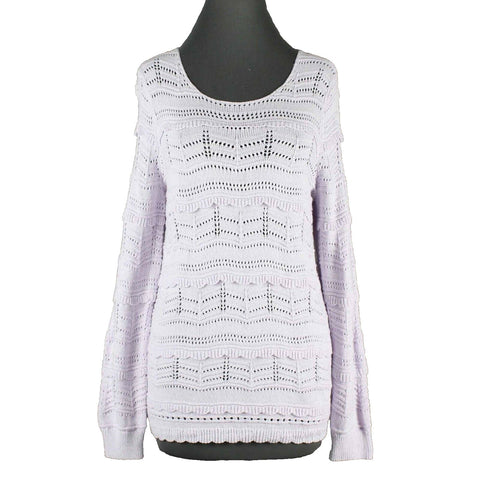 LOFT NEW $60 Sz M Lavender Pullover Open Knit 100% Cotton Knit Sweater